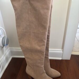 Tan Suede Over-the-Knee Boots
